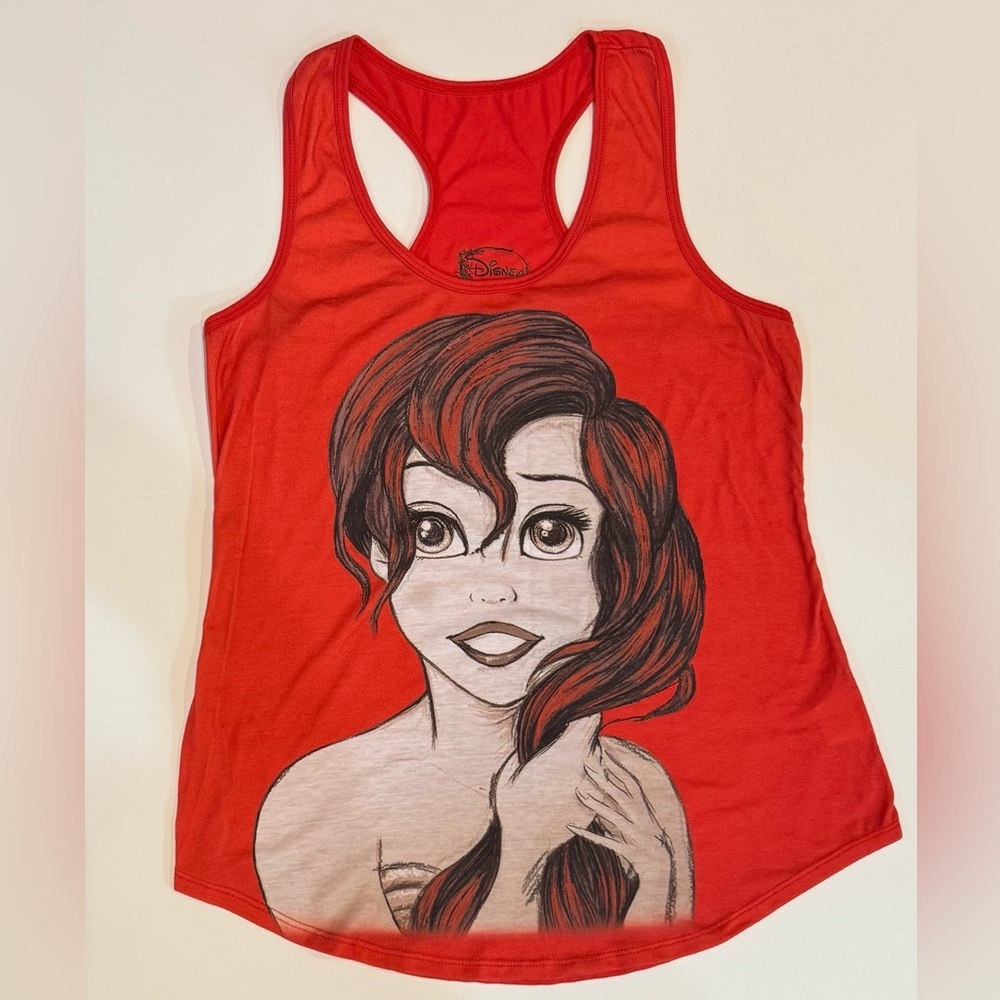 Disney Ariel The Little Mermaid Graphic Racerback Tank Top Red Women’s L